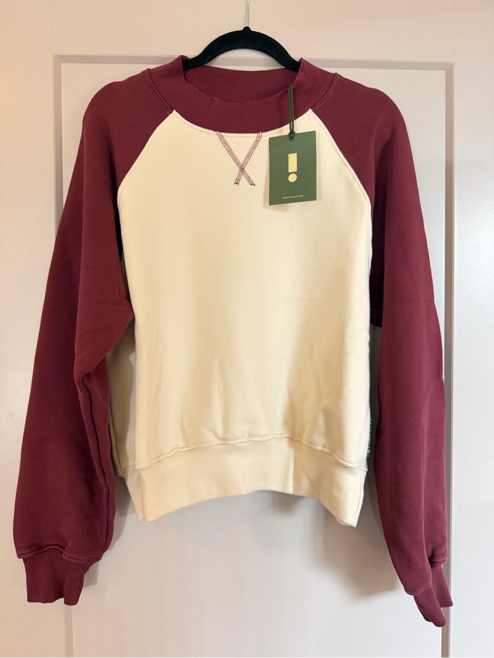 Daily Drills NWT XS/S Heavyweight Vintage Raglan Crew in Bodega + Sand